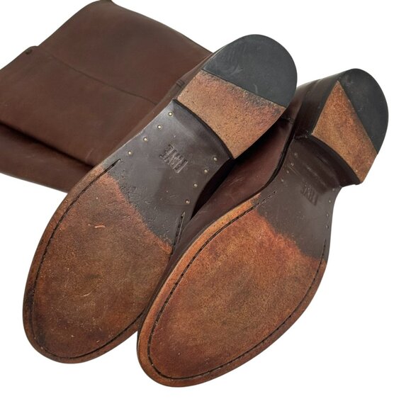 FRYE Melissa Stud 9 B Brown Leather Back Zip Riding Boots Preppy Equestrian - Picture 13 of 13